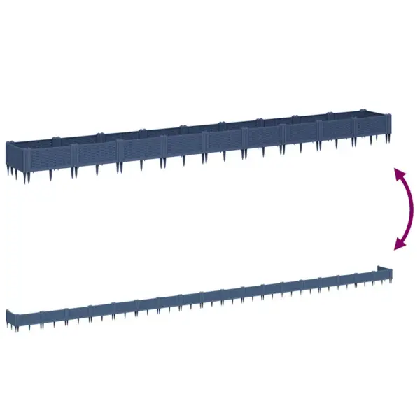 Modulaarne vaiadega taimekast aiapiirdeks, rotangimustriga, sinihall PP, 362,5 x 42,5 x 28,5 cm – 6