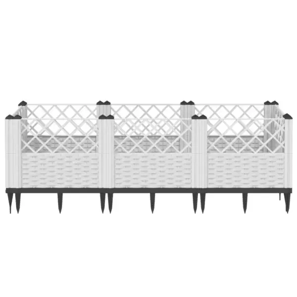 Modulaarne vaiadega taimekast rotangimustriga, valge PP, 123,5 x 43,5 x 43,5 cm – 3