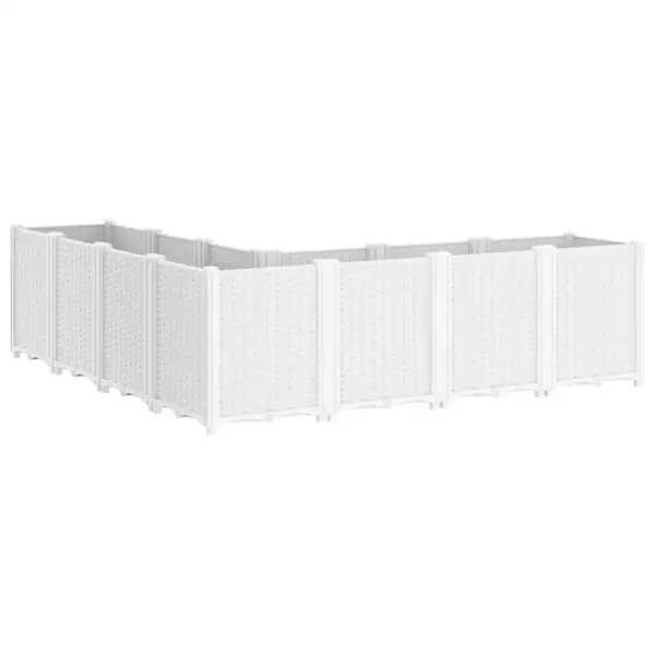 7-osaline modulaarne aia taimekast rotangimustriga, valge PP, 160 x 160 x 53 cm – 5