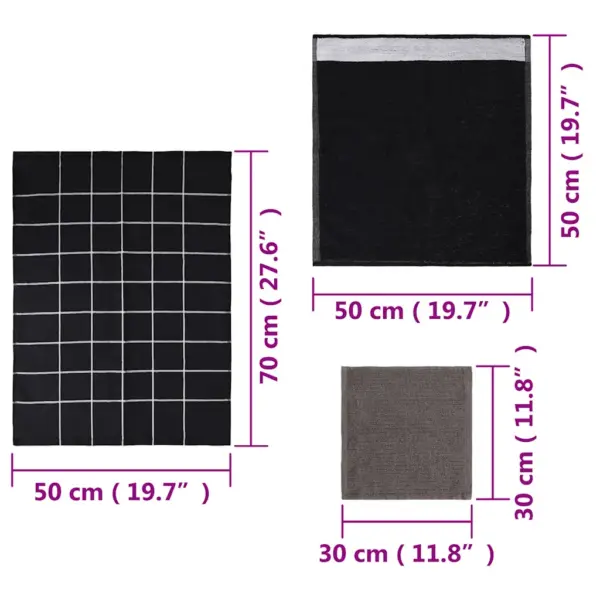 12-osaline must puuvillane rätikute komplekt kööki ja vannituppa – 13