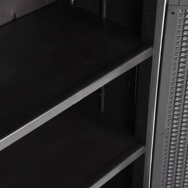 Must aia hoiukapp 4 riiuliga, PP rotangi välimusega, 65 x 45 x 172 cm – 6