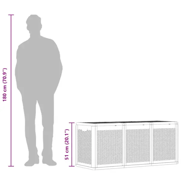 Aia hoiukast 270 l, must, rotangi välimusega PP, 118,5 x 44,5 x 51 cm – 11