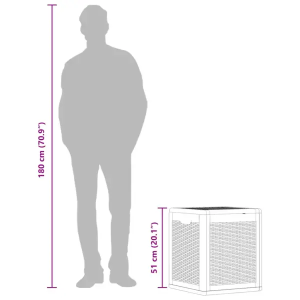 Aiahoiukast patjade ja tarvikute hoiustamiseks, 90 l, must, rotangi välimusega PP – 10
