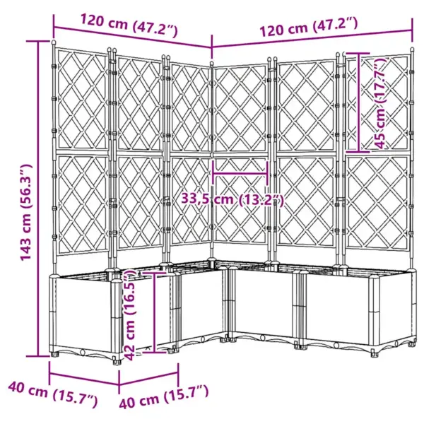 Aia istutuskast ronitaimedele trellisega, 5 tk, must teras, 120 x 120 x 143 cm – 9