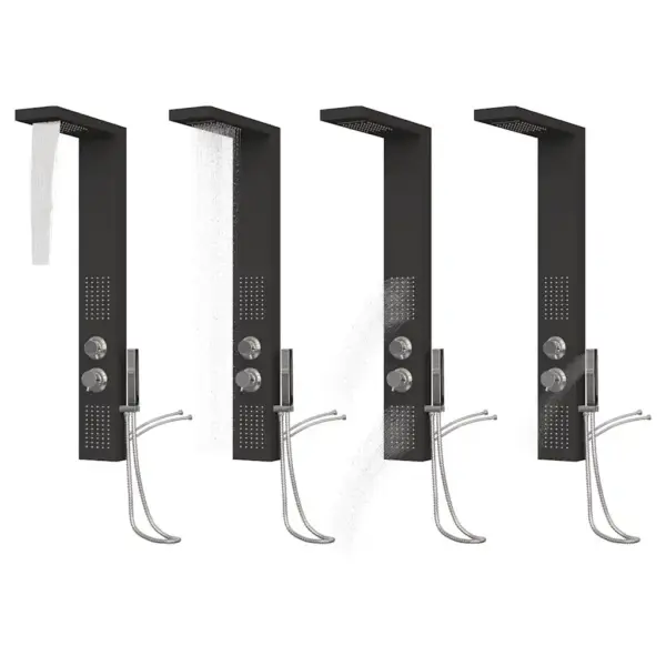 Must alumiiniumist dušipaneel vihmaduši ja massaažifunktsiooniga, 15 x 47 x 114 cm – 4