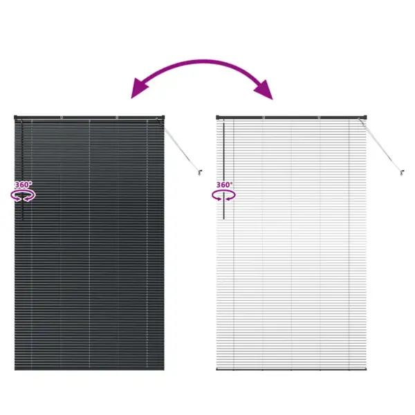Must alumiiniumist Veneetsia ruloo, 220 x 125 cm, siseruumidesse - 11