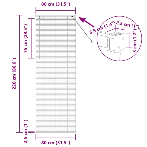 Alumiiniumist Veneetsia ruloo, must, 220 x 80 cm – 13