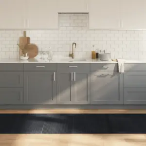 Ristkülikukujuline bambusvaip libisemiskindla tagusega, must, 80 x 300 cm