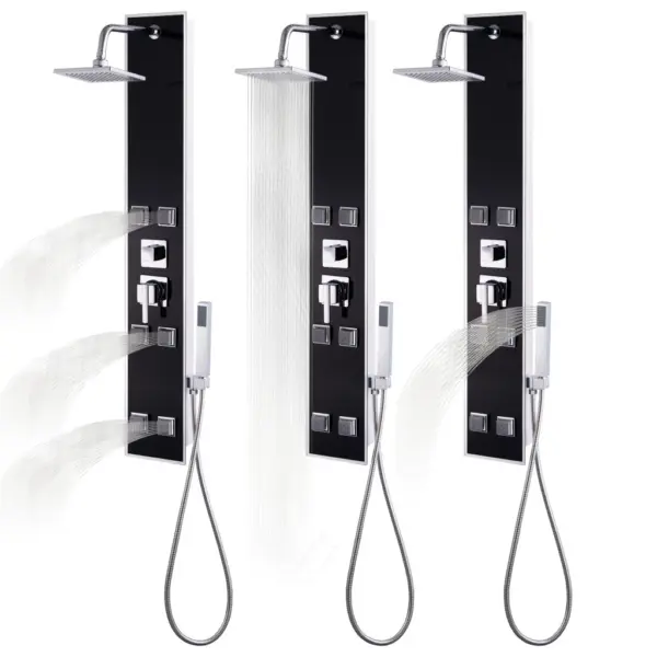 Multifunktsionaalne dušipaneel vihmaduši ja massaažipihustitega, must, 18 x 42,1 x 120 cm – 8
