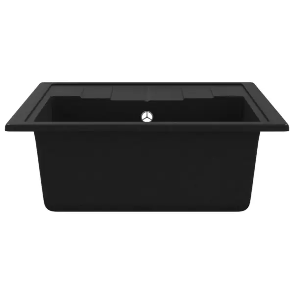 Must graniitkomposiit köögivalamu ülevooluavaga, nõrutusosaga, 580 x 440 mm – 6