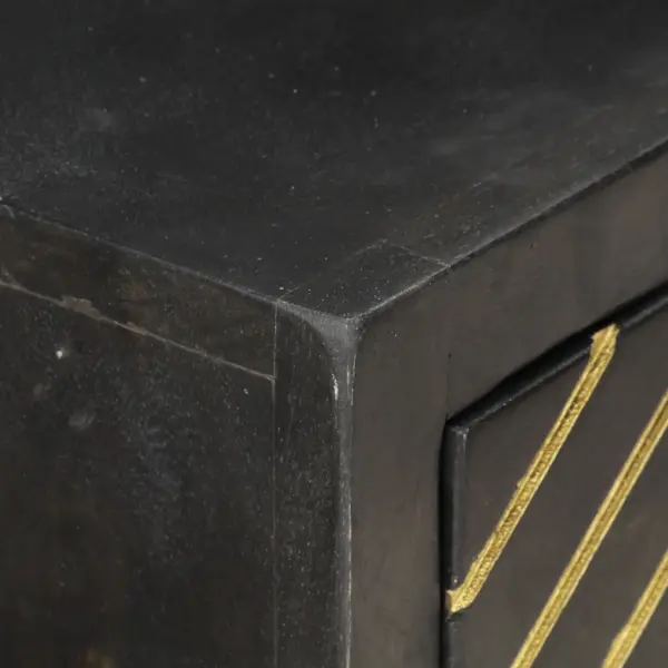 Must ja kuldne konsoollaud mangopuidust, 2 sahtliga, 90 x 30 x 75 cm – 3