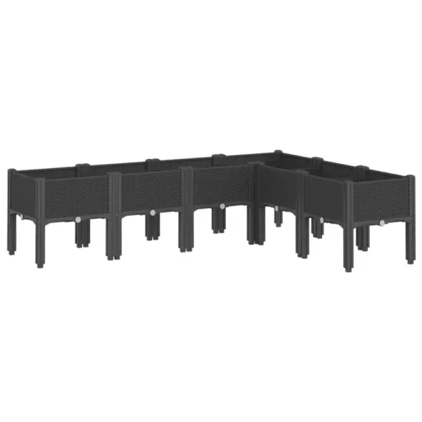 Aia jalgadega taimekast rotangimustriga, must PP, 160 x 120 x 42 cm - 2