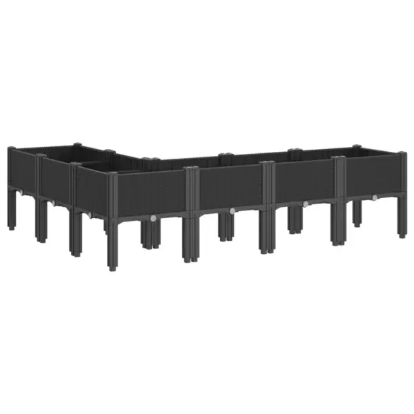 Aia jalgadega taimekast rotangimustriga, must PP, 160 x 120 x 42 cm - 5