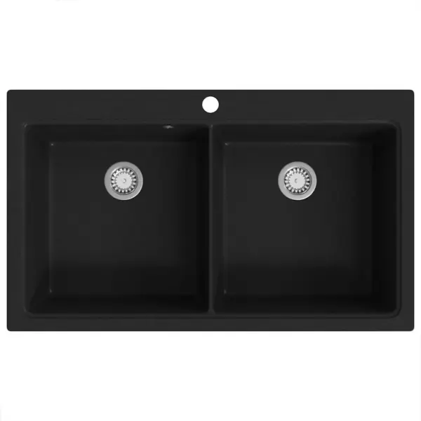 Must graniitkomposiit köögivalamu kahe sügava kraanikausiga, 860 x 510 mm – 6