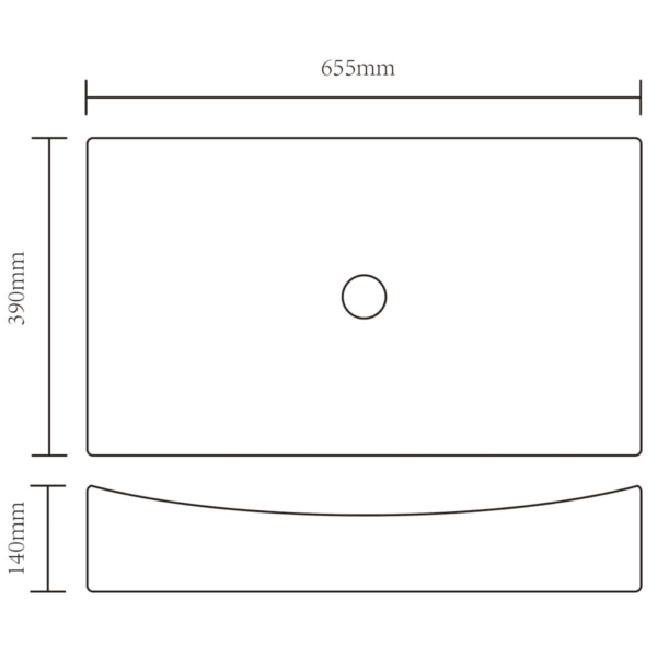 Must kandiline keraamiline kapipealne valamu, 65,5 x 39 x 14 cm – 6