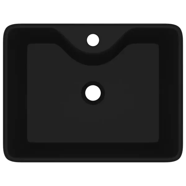 Kandiline kapipealne keraamiline vannitoavalamu, must, kraaniauguga, 48 x 37 x 13,5 cm – 4