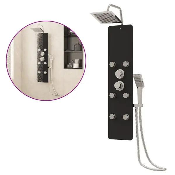 Dušipaneel vihmaduši ja massaažifunktsiooniga, must karastatud klaas, 25 x 47,5 x 130 cm – 2