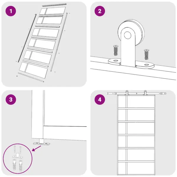 Must klaasist liuguks alumiiniumraamiga, 102,5 x 205 cm – 6