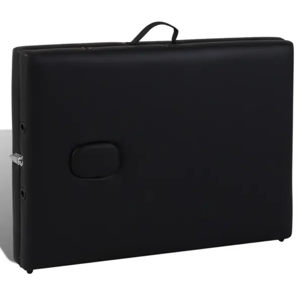 Must kokkupandav kaheosaline massaažilaud puitraamiga, reguleeritava kõrgusega, 186 x 68 cm – 5