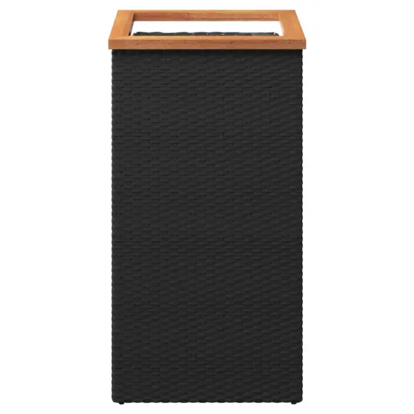 Kõrge polürotangist taimekast akaatsiapuidust servaga, must, 40 x 40 x 80 cm – 3
