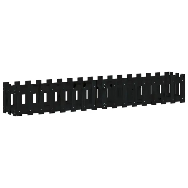 Must kõrgendatud taimelava aiapiirde disainiga, täismännipuit, 200 x 30 x 30 cm – 4