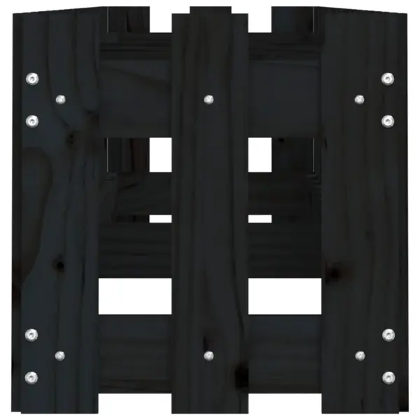 Must kõrgendatud taimelava aiapiirde disainiga, täismännipuit, 200 x 30 x 30 cm – 6