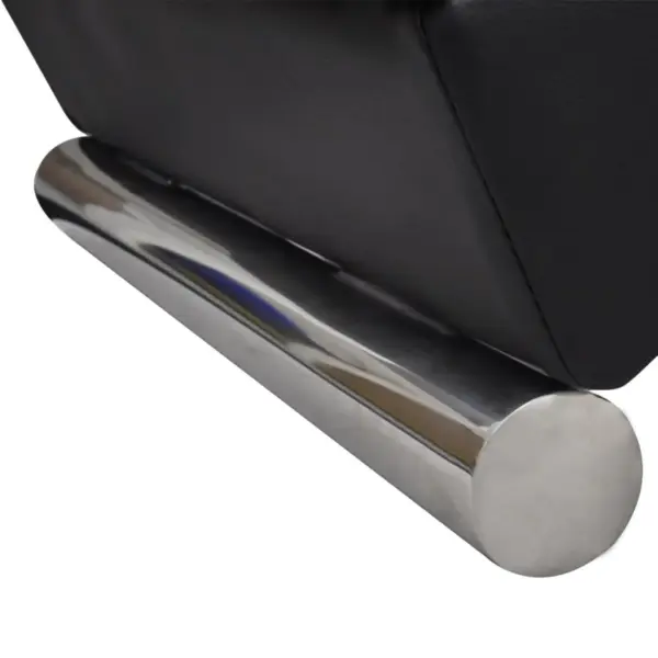 Must kunstnahast lamamistool puitraami ja terasjalgadega, 154 x 52,5 x 72 cm – 2