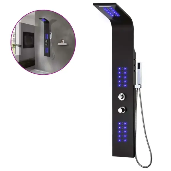 Must LED-dušipaneel termostaadiga, alumiinium, 20 x 44 x 130 cm – 2