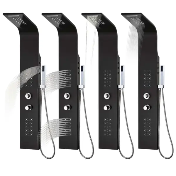 Must LED-dušipaneel termostaadiga, alumiinium, 20 x 44 x 130 cm – 10