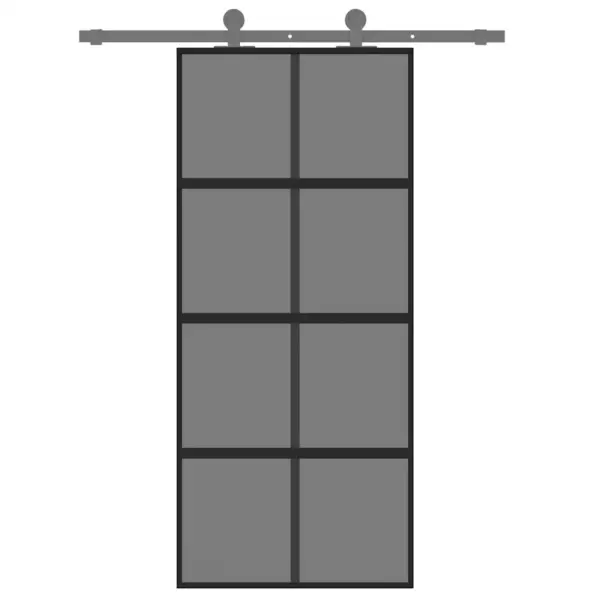 Must liuguks tumeda läbipaistva karastatud klaasiga, alumiiniumraamiga, 90 x 205 cm – 3