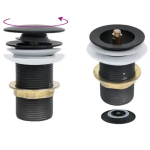 Lükatav äravoolukork ilma ülevooluta, must, tsingi- ja messingisulam, 1¼" ühendus, 6,4 x 6,4 x 9,1 cm