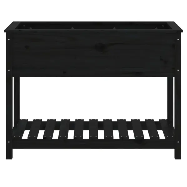 Riiuliga kõrgendatud taimekast, must männipuidust, 111,5 x 54 x 81 cm – 5