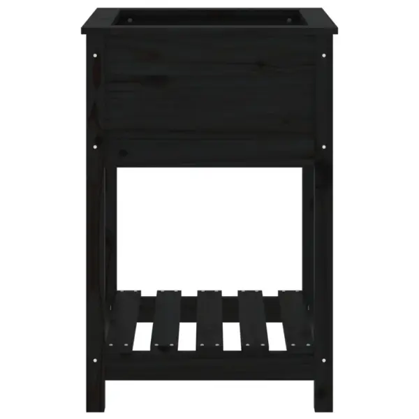 Riiuliga taimekast, must männipuidust, 54 x 54 x 81 cm – 5