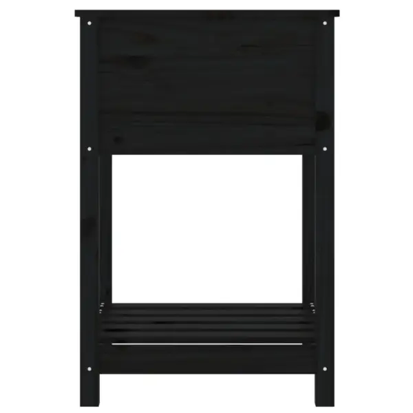 Riiuliga taimekast, must männipuidust, 54 x 54 x 81 cm – 6