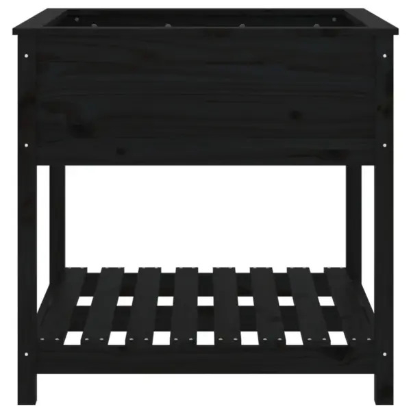 Riiuliga taimekast, must männipuit, 82,5 x 82,5 x 81 cm – 5