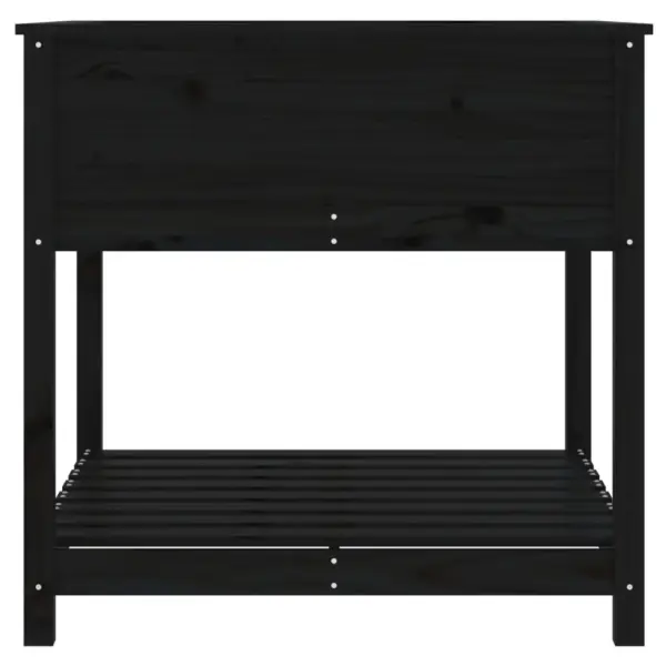 Riiuliga taimekast, must männipuit, 82,5 x 82,5 x 81 cm – 6