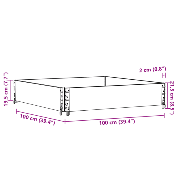 Virnastatav must männipuidust taimekast, 100 x 100 x 21,5 cm – 8