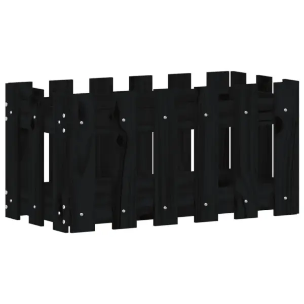 Aiapiirde stiilis männipuidust taimekast, must, 60 x 30 x 30 cm – 2