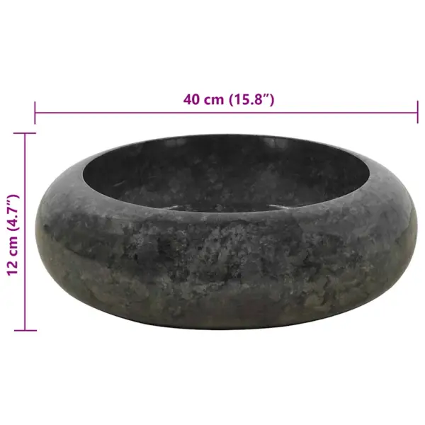 Ümar must marmorist valamu, 40 x 12 cm – 9