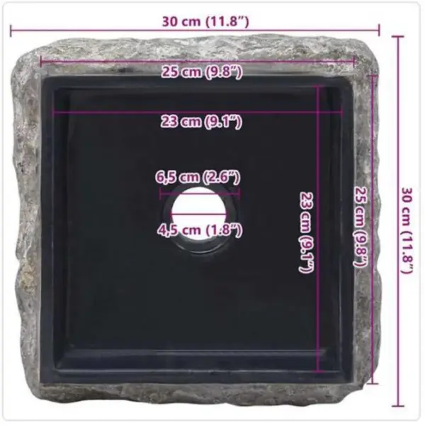 Must marmorist valamu 30 x 30 x 13 cm – 10