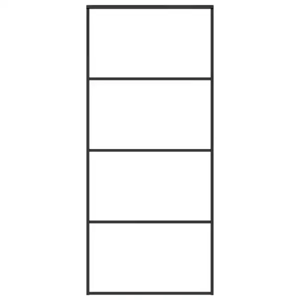 Must matt turvaklaasist liuguks alumiiniumraamiga, 90 x 205 cm – 2