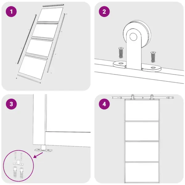 Must matt turvaklaasist liuguks alumiiniumraamiga, 90 x 205 cm – 5