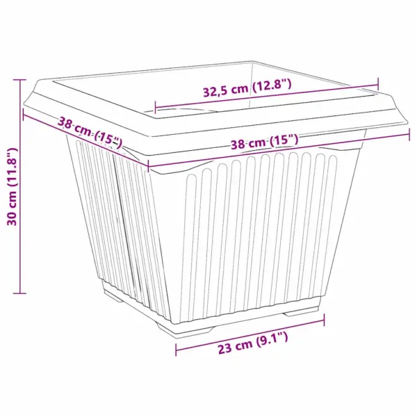 Nelinurkne lillepottide komplekt, 24 tk, must plastmass, 38 x 38 x 30 cm – 10