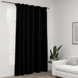 Pimendav kardin linase välimusega kangast konksudega, must, 290 x 245 cm
