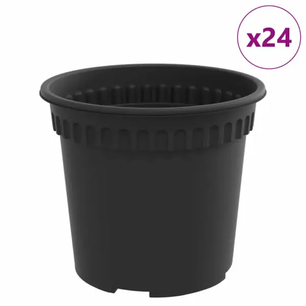 Ümmargune plastist lillepott drenaažiavadega, must, Ø 15 x 12 cm, 24 tk – 2