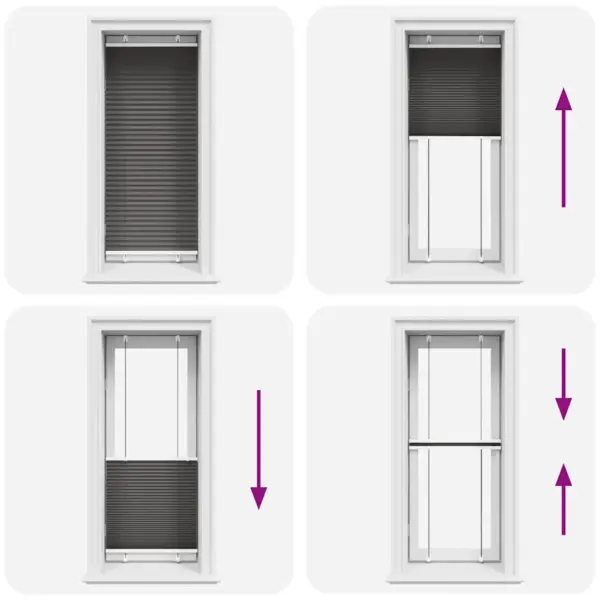 Plisseeritud ruloo privaatsuse ja päikesekaitsega, must, 60 x 150 cm, 100% polüester – 7