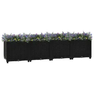 Must polüpropüleenist taimekast, 160 x 40 x 38 cm