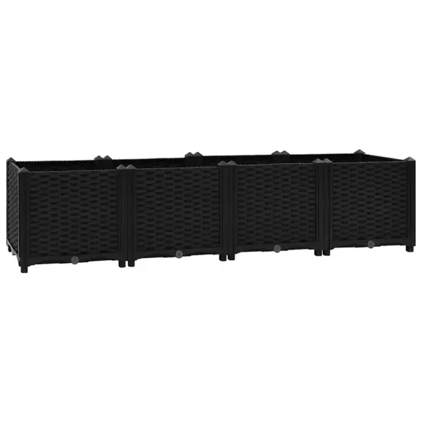 Must polüpropüleenist taimekast, 160 x 40 x 38 cm - 2