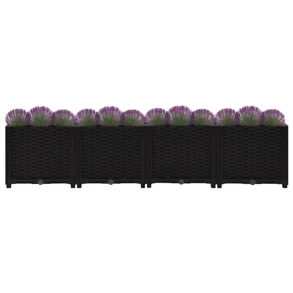 Must polüpropüleenist taimekast, 160 x 40 x 38 cm - 3