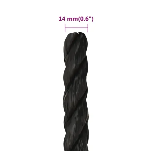 Polüpropüleenist töököis, must, 14 mm, 100 m – 6